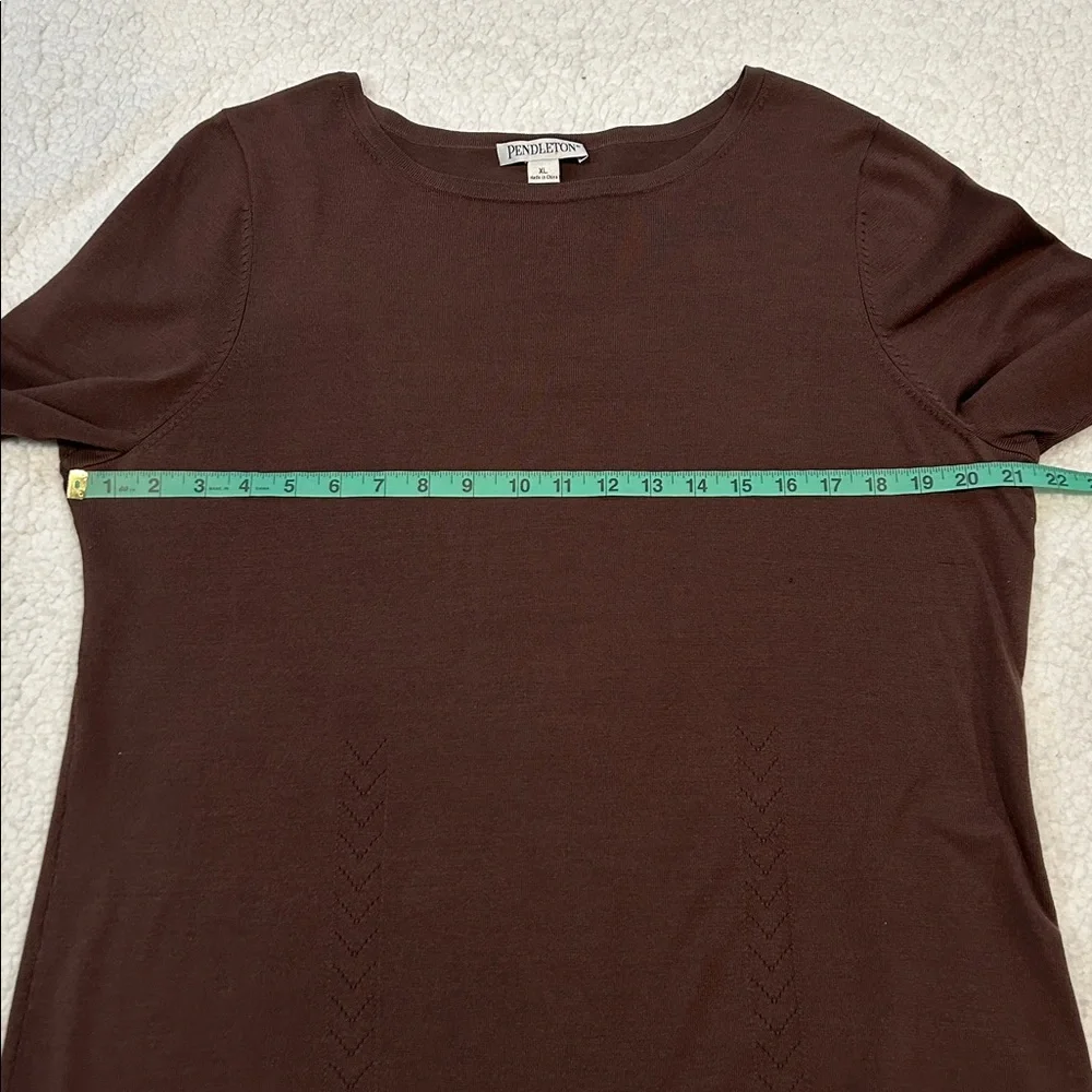 Pendleton Silk Blend 3/4 Sleeve Sweater size XL Brown Stitch Detail